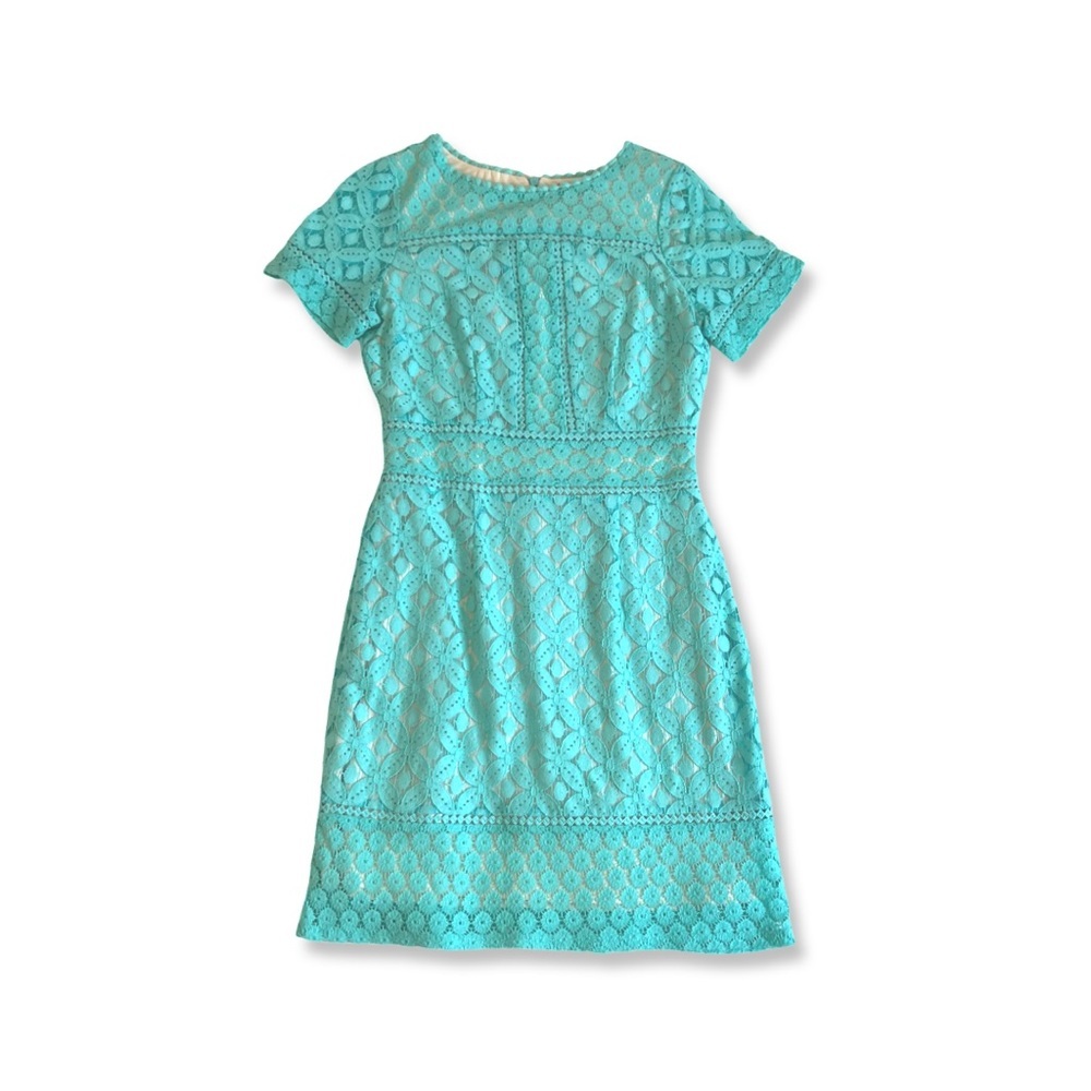 Oasis Isla Lace Shift Teal Dress